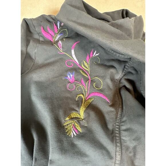 ANTHROPOLOGIE Antoinette C Embroidered Waterfall Frill Front Zip Small Jacket - Picture 5 of 14